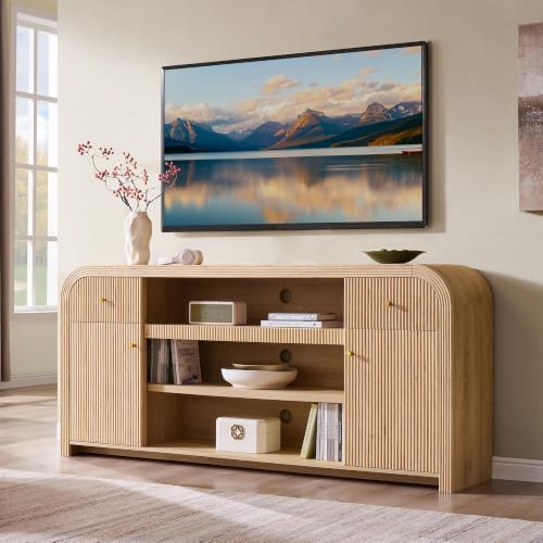 T4TREAM 70" Fluted TV Stand with Storage, 32" Tall Entertainment Center by T4TREAMFurniture