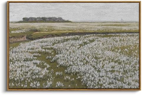 InSimSea Framed Canvas Wall Art Vintage Decor, Classical Grassland Paintings Large Wall Art, Meadow Full of Flowers Wall Hanging Decor for Living Room Farmhouse Bathroom, 24"x36" by InSimSeaArt