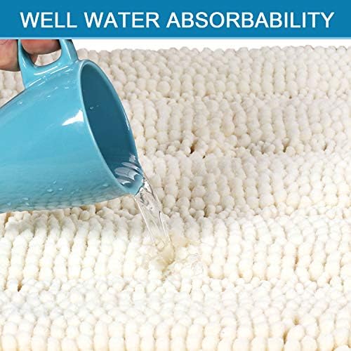 H.VERSAILTEX Bath Mats for Bathroom Non Slip Luxury Chenille Striped Bath Rug Absorbent Non Skid Fluffy Soft Shaggy Rugs Washable Dry Fast Plush Carpet Mats for Bath Room, Tub - Image 5