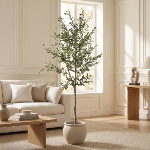 6FT Artificial Olive Tree, Faux Plants Indoor, Fake Tree with Black Pot by Unknown