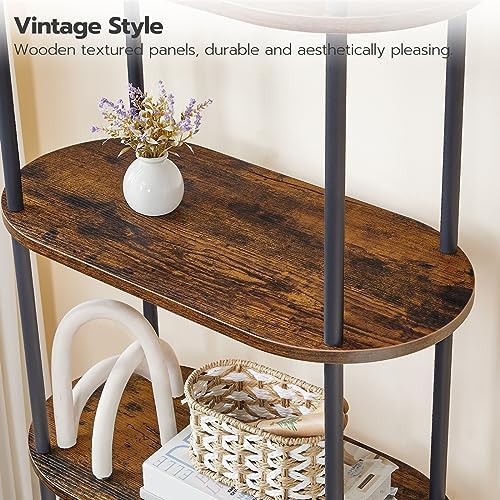 HOOBRO 5 Tier Open Bookshelf, Industrial Arched Bookcase Display Shelf Rack, Wooden Bookcase Storage Shelf Metal Frame, Tall Storage Organizer for Home, Easy Assembly, Rustic Brown BF176SJ01 - Image 6