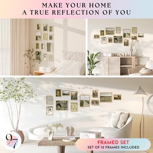 97 Decor Vintage Framed Wall Art, 12 Pcs Landscape Prints, Beige Frame - Image 4