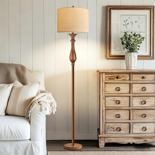 AHDWDW Floor Lamp for Living Room Bedroom,Mid-Century Modern Floor Lamp with Fabric Shade,Farmhouse Boho Floor Lamps with Remote,Dimmable & Adjustable Color Temperature Standing Tall Lamp for Corner - Image 7