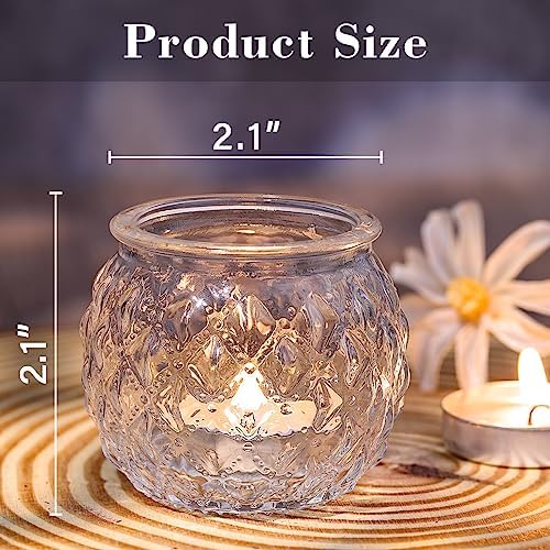 DARJEN Clear Votive Candle Holders Set of 24- Round Glass Candle Holders Bulk for Tea Light Candle, Diamond Texture Candle Votives for Wedding Centerpiece, Living Room & Home Table Decor (Pack of 3) - Image 2