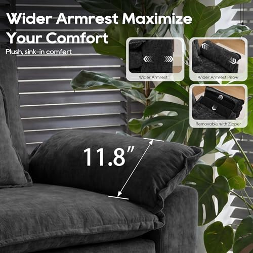 URRED Oversized Modular Sectional Sofa，Black：157" U Shaped - Image 6