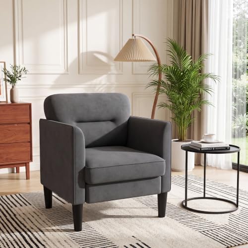 Kromax Accent Chair for Living Room, Comfy Upholstered Armchair, Grey by KROMAX