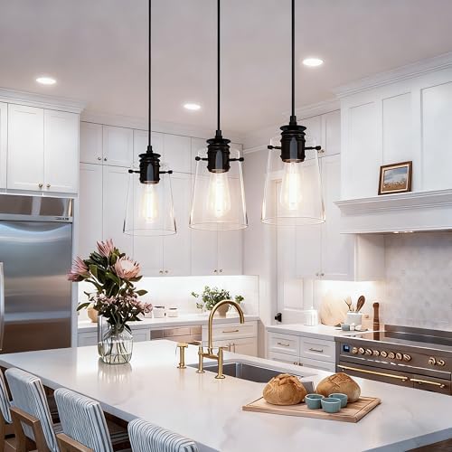 Black Pendant Lights Kitchen Island,Modern Glass Hanging Light Fixtures - Image 6