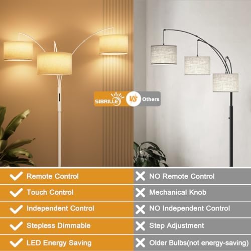 SIBRILLE Upgraded 36W Floor Lamps for Living Room - Super Bright Dimmable Tree Floor Lamp with Remote & Touch Control, Tall Lamp for Living Room Corner, Bedroom, Office - Image 2