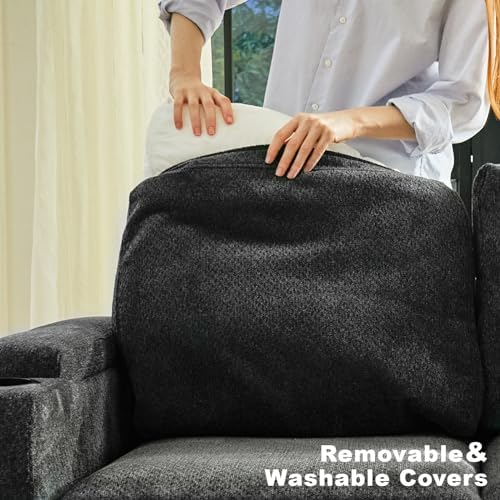 Belffin Chenille Modular Sectional Sofa Convertible L Shaped Corner Couches for Living Room with Storage Armrest with Cup Holder Dark Grey Couch - Image 5