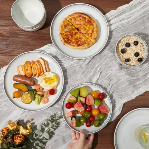Pokini Stoneware Dinnerware Sets for 4, 12pcs Plates and Bowls Sets Dishes - Image 5