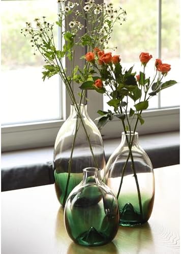 CONVIVA Modern Green Glass Flower Vase Set, 3 Sizes 11" 9" 7" Height - Image 2
