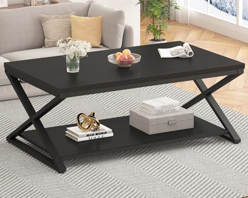 HSH 47" Rectangle Coffee Table with Storage for Living Room, Black Oak - Image 3