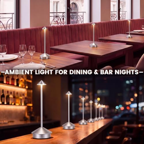 6 Pack Cordless Table Lamp, 3 Color Stepless Dimmable, Silver - Image 5
