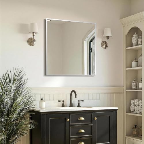 FICTOR Bathroom Vanity Mirror for Over Sink, 30" x 30", Silver - Image 6