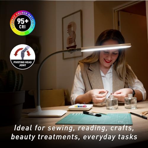 Daylight Company Uno Pro Table Lamp, Standing Lamp for Living Room, Bedroom, Salon, Office, Touch Control, Flexible Arm, Sleek Design, Multipurpose - Image 4