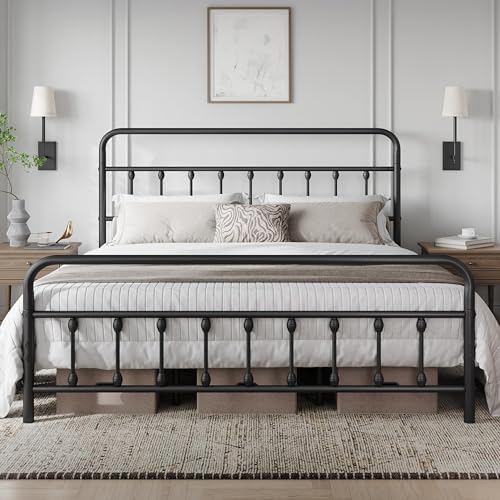 Yaheetech Cal King Metal Platform Bed Frame Victorian Headboard & Footboard by Yaheetech