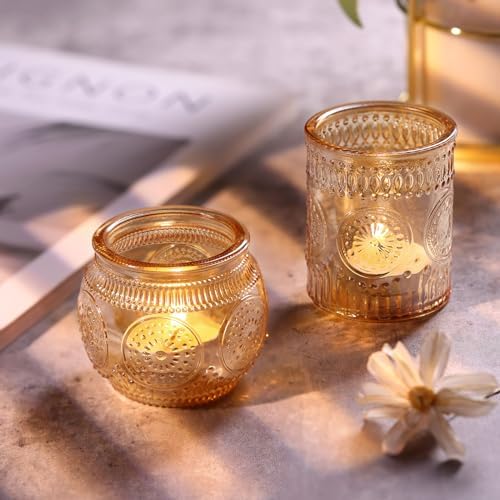 DARJEN 24Pcs Gold Votive Candle Holders - Glass Candle Holder Bulk for Table Centerpiece, Tea Lights Candle Holders for Home, Christmas Party & Wedding Shower - Image 6