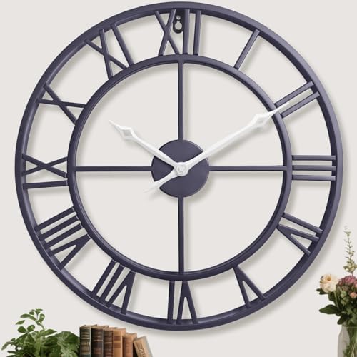 30 Inch Slate Gray Giant Round Roman Numerals Large Wall Clocks by Unknown