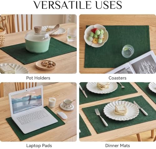 Softalker Christmas Cloth Placemats Set of 8-12 x 18 Inch, Dark Green - Image 6