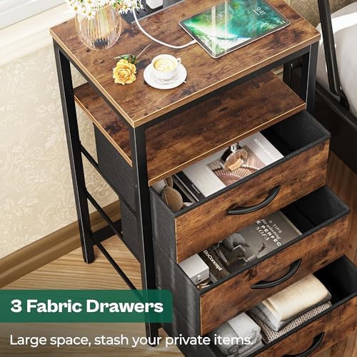 Huuger Nightstands Set of 2, Nightstand with Charging Station,Bedside Table - Image 6