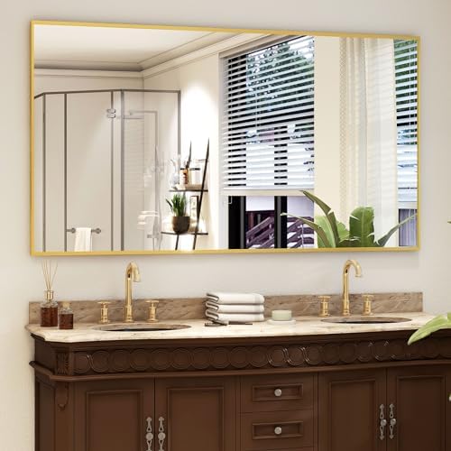 Easly Full Length Mirror with Stand 34"x76" Full Body Mirror Floor Mirror Standing Hanging or Leaning Wall, Wall Mirror with Stand Aluminum Alloy Frame for Living Room Bedroom Cloakroom,Gold - Image 3