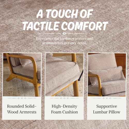 Karl home Mid-Century Modern Accent Reading Chair, Khaki - Image 5
