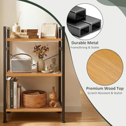 3 Tier Bookshelf, Free Standing Bookcase with Open Storage Shelves - Image 5