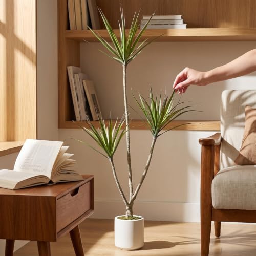 4ft Dracaena Marginata Artificial Plant, 3-Heads Faux Dragon Tree - Image 3
