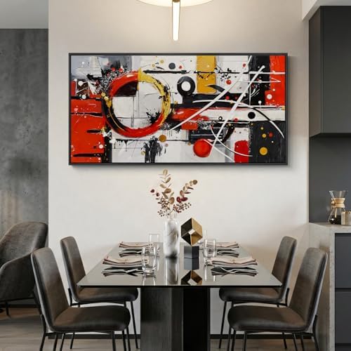 Large Framed Black White Gold Abstract Wall Art for Living Room, 60x30 In - Image 4