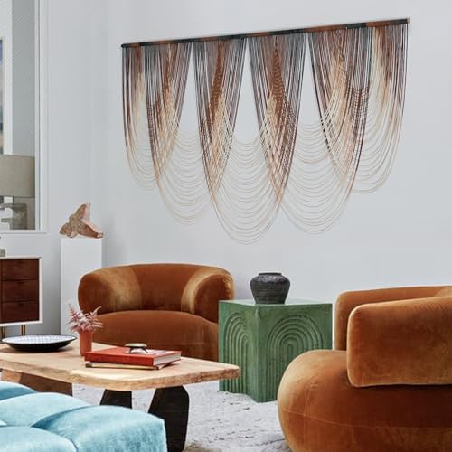 Macrame Wall Hanging Dip Dyed Brown Fiber Tapestry Boho Decor 57" W x 41" L - Image 4