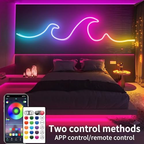 segrass 16.4FT Led Neon Rope Lights Control with App/Remote,Flexible Led Rope Lights,Multiple Modes,IP65 Outdoor RGB Neon Lights Waterproof,Music Sync Gaming Led Neon Strip Lights for Bedroom Décor - Image 2