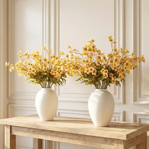 White Vase for Home Decor - Modern Farmhouse Ella Flower Vase for Table - Image 5