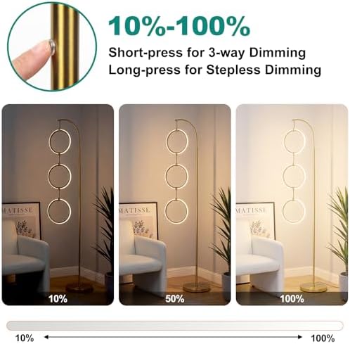 Bairth Gold 3-Light LED Floor Lamp, Modern Arc Floor Lamp for Living Room - Image 3