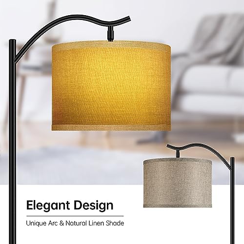BoostArea LED Arched Floor Lamp with Fabric Linen Shade - Image 4