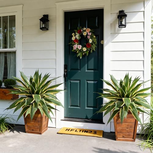 Artificial Agave Plant Fake Agave Planters for Indoor Outdoor Faux Agave Plants Real Touch Realistic Greenery for Home Living Room Office Bathroom Garden Front Porch Patio Decor (29inch-2 Pcs Yellow) - Image 4