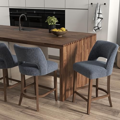 VKNOW Bar Stools Set of 4, 26" Fabric Counter Height Bar Stools, Navy Blue - Image 4