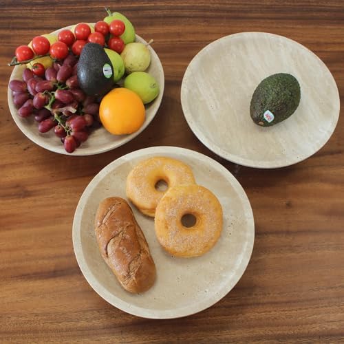 Nawgnail Natural Travertine Fruit Bowl for Kitchen Counter 10.2", Large Decorative Bowl Pedestal for Home Decor, Fruits Holder For Dining Table - Kitchen Organization - Image 7