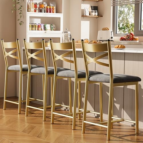 Garvee 26'' Bar Stools Set of 4, Counter Stools with Back & Thick Cushion by Garvee