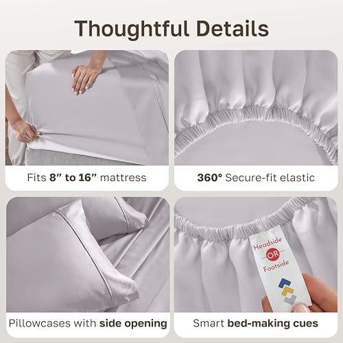 California Design Den Soft 100% Cotton Sateen Queen Size Bedsheets Set - Image 5