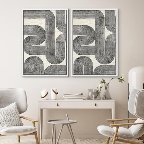 SIGNWIN Framed Wall Art Print Set Black and White Geometric Line Abstract Photography Modern Art Rustic Relax/Calm Multicolor for Living Room, Bedroom, Office - 16"" x24 x2 WHITE - Image 4