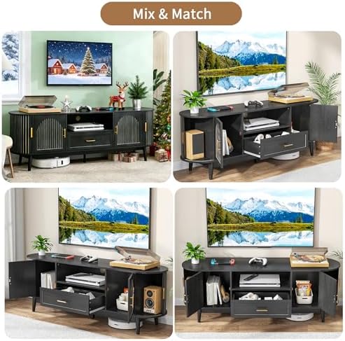 70" Fluted TV Stand for Tvs up to 80" Entertainment Center with Storage - Image 6