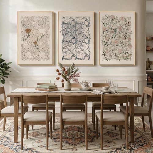 Large Framed William Morris Canvas Wall Art for Living Room, 3 Piece - Image 3