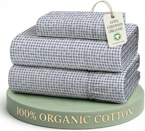 LANE LINEN Twin XL Bed Sheets 100% Organic Cotton 3pc Percale - Polka Dot by LaneLinen