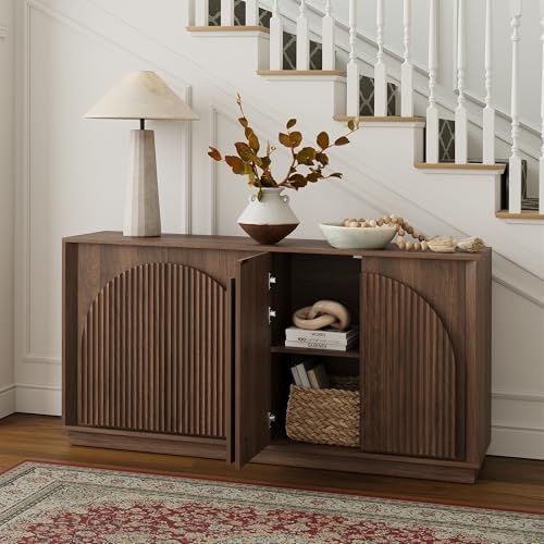 win2win 65" Sideboard Buffet Cabinet with Storage, Modular Credenza, Walnut - Image 6