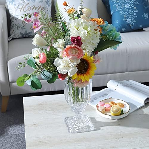 Joeyan 13" Glass Urn Vase,Tall Centerpiece with Ripple Diamond Pattern - Image 3