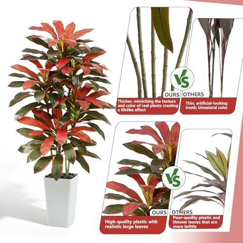 Artificial Red Dracaena Tree 6FT, Tall Fake Plants Indoor - Image 4