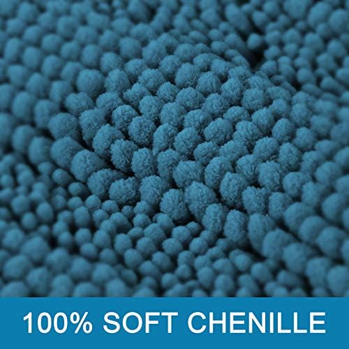H.VERSAILTEX Turquoise Bathroom Rug, 2 Piece Bathroom Rug Set Slip-Resistant Extra Absorbent Soft and Fluffy Thick Striped Bath Mat Shag Floor Mat(Turquoise Blue, 20" x 32"/17" x 24") - Image 3