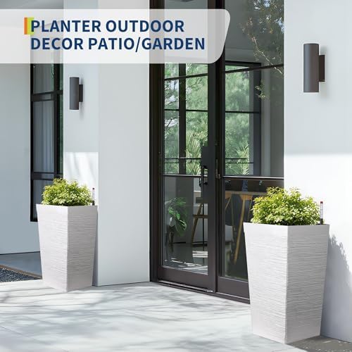 Garvee 22.5" Tall Outdoor Planters Set of 2, Self Watering Tall Planters - Image 6