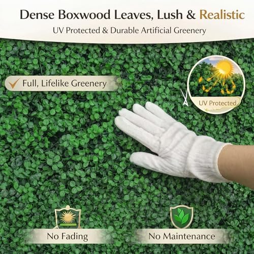 Crowye 24 Pcs 16 x 12 Inch Grass Wall Panel, Artificial Boxwood Wall Panels - Image 3