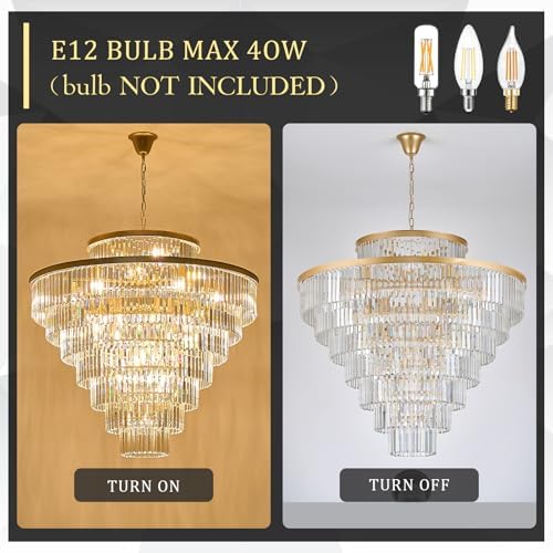 CATINER 43.3" Large Crystal Chandelier,28-Light Modern Gold Light Fixture - Image 6